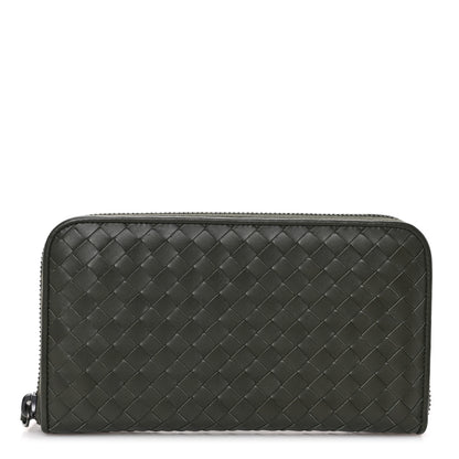 Bottega Veneta Nappa Intrecciato Zip Around Wallet Khaki 1 of 6