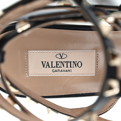 Valentino Garavani Nappa Rockstud Ankle Strap Flat Thong Sandals 39.5 Black 7 of 15