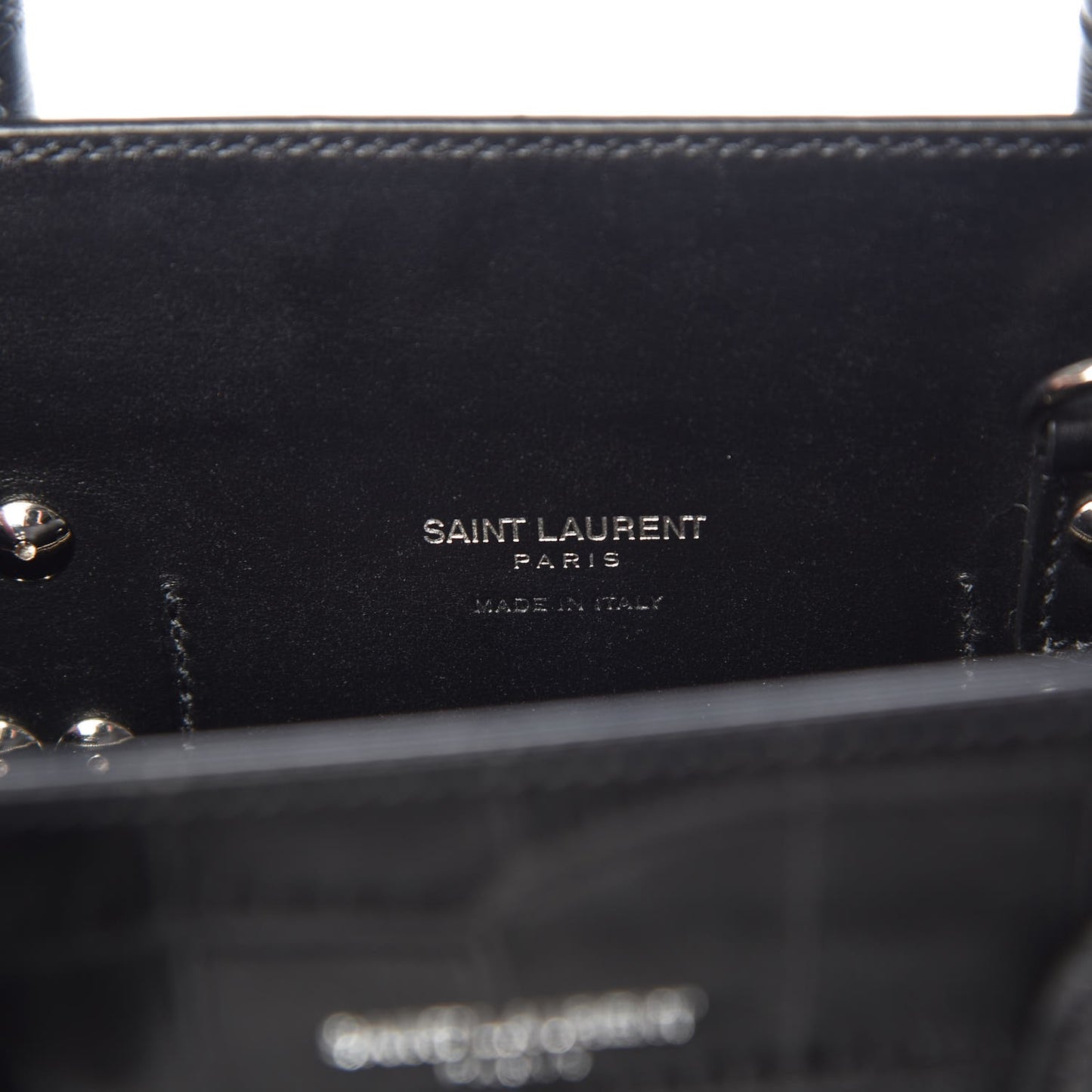 Calfskin Crocodile Embossed Baby Sac De Jour Black