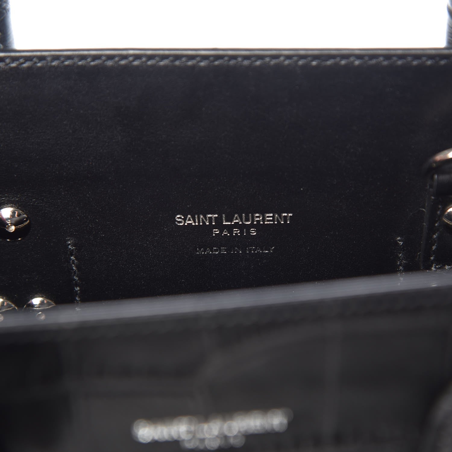 Saint Laurent Calfskin Crocodile Embossed Baby Sac De Jour Black 6 of 9