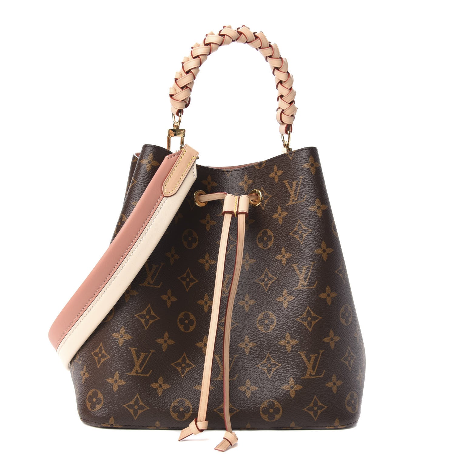 Louis Vuitton Monogram Braided Neonoe MM Peach Cream 1 of 11