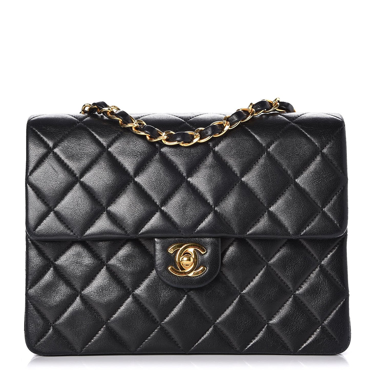 Lambskin Quilted Small Single Flap Black