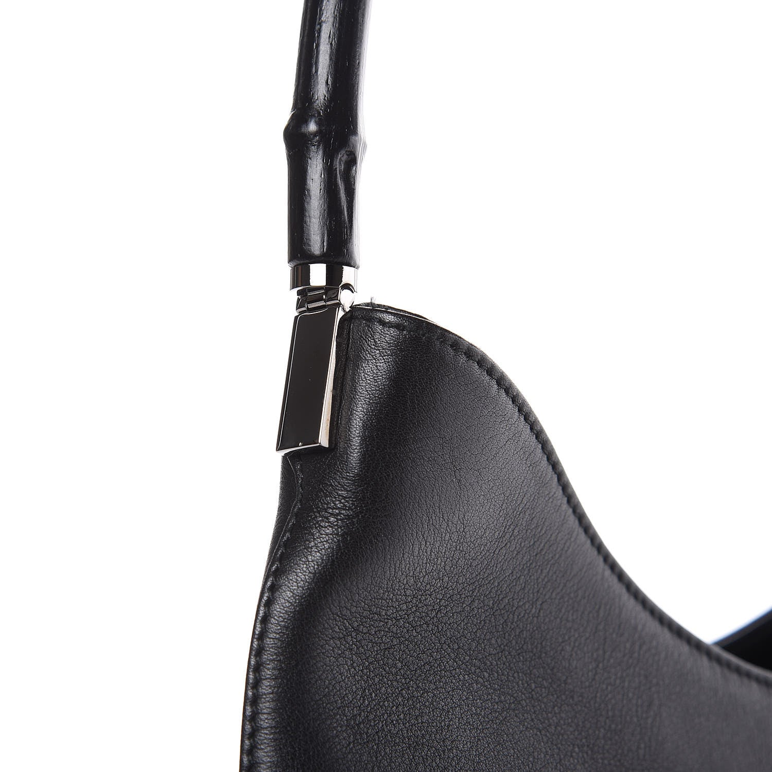 Gucci Calfskin Bamboo Shoulder Bag Black 14 of 15