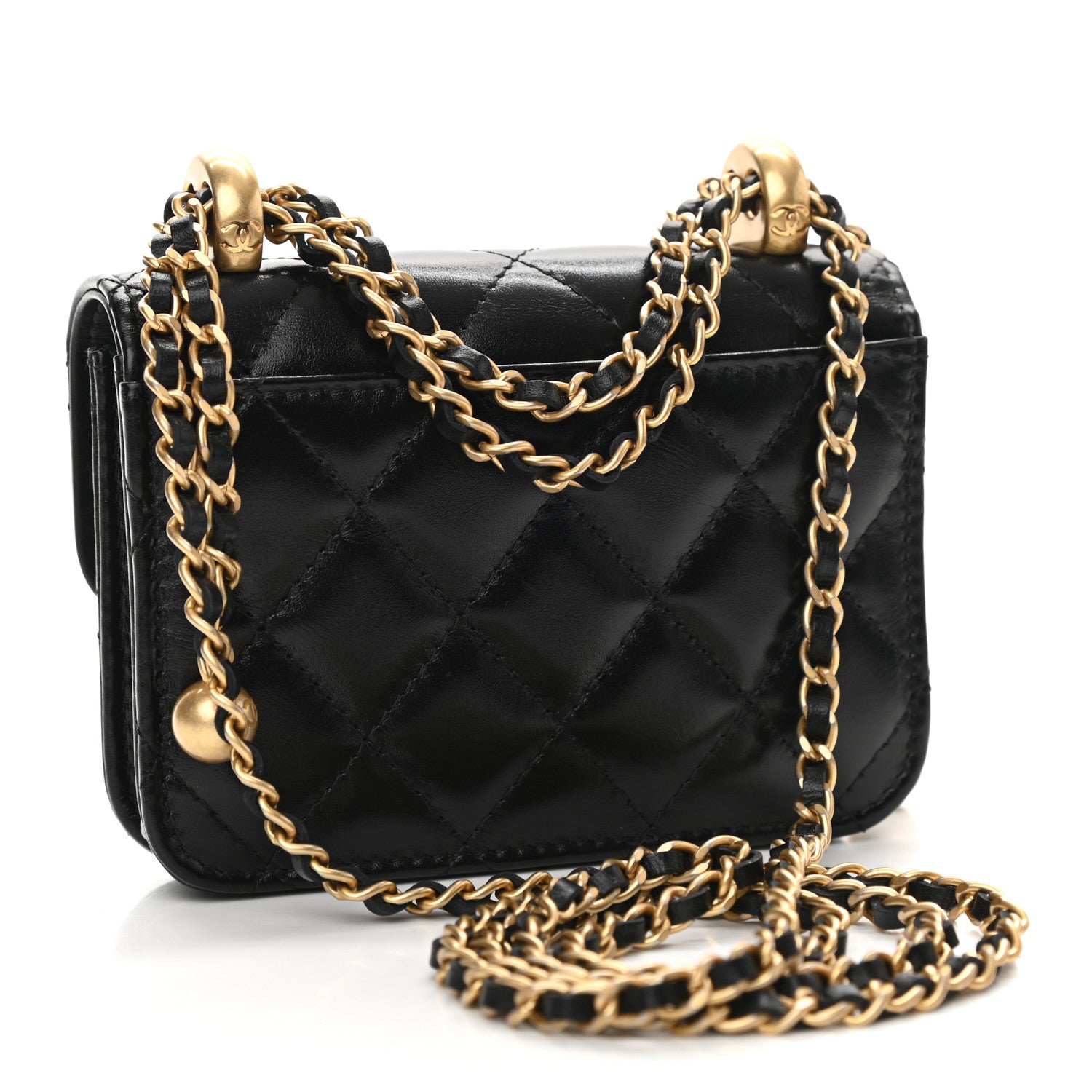 Chanel Calfskin Quilted Perfect Fit Coin Purse With Chain Black 3 of 12
