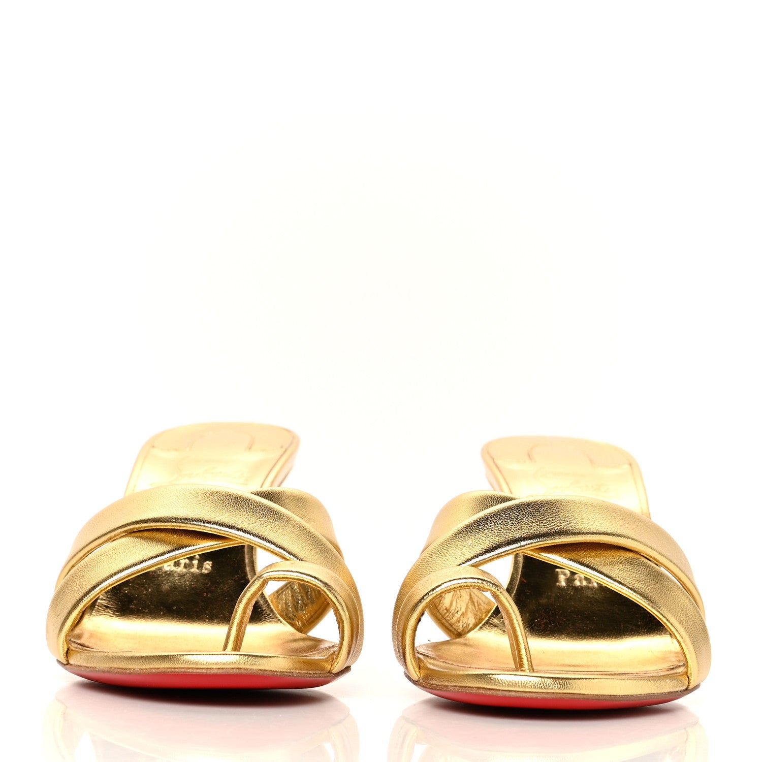 Christian Louboutin Metallic Calfskin Simply Me 70 Slide Sandals 37.5 Gold 2 of 7