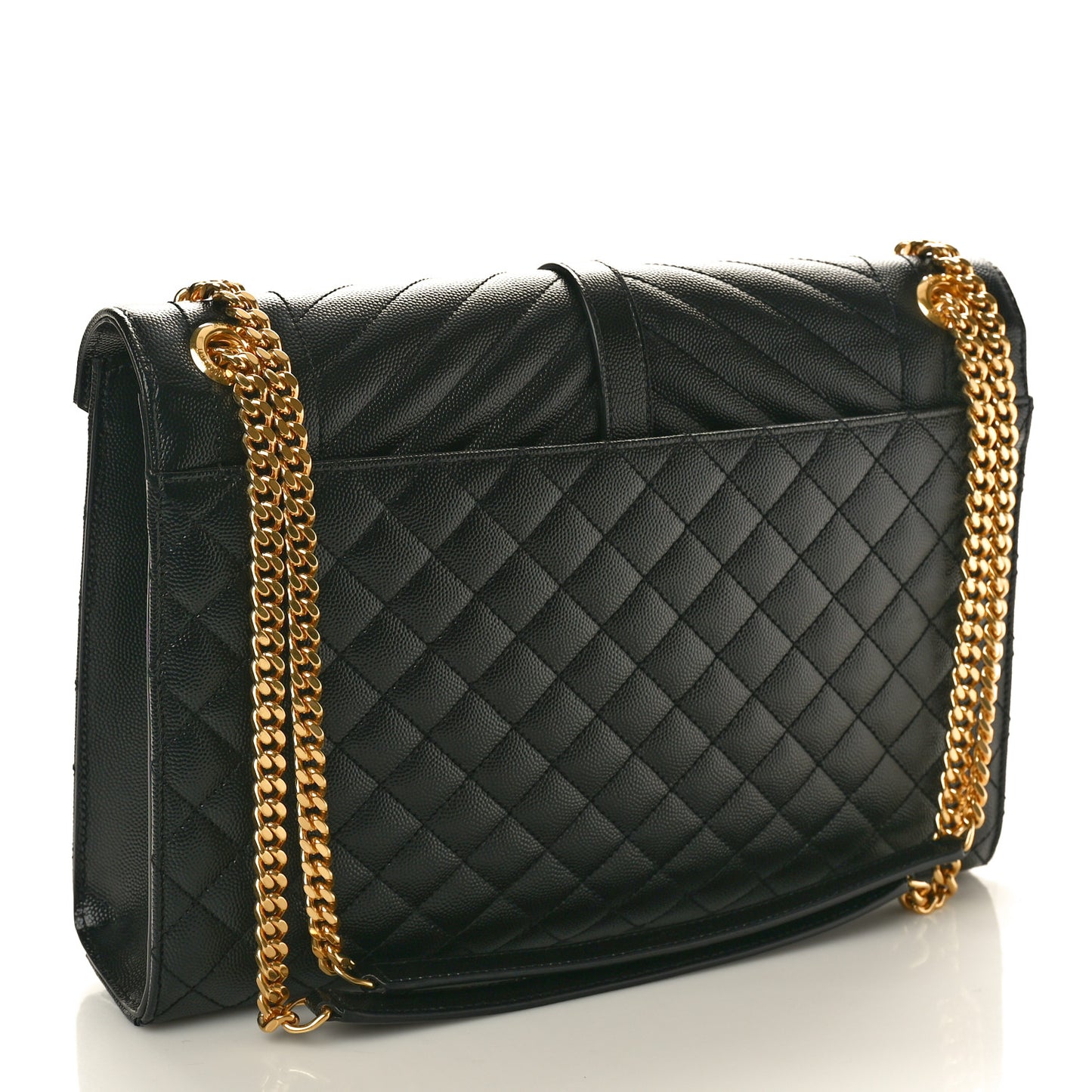 Grain De Poudre Textured Mixed Matelasse Large Triquilt Monogram Satchel Black