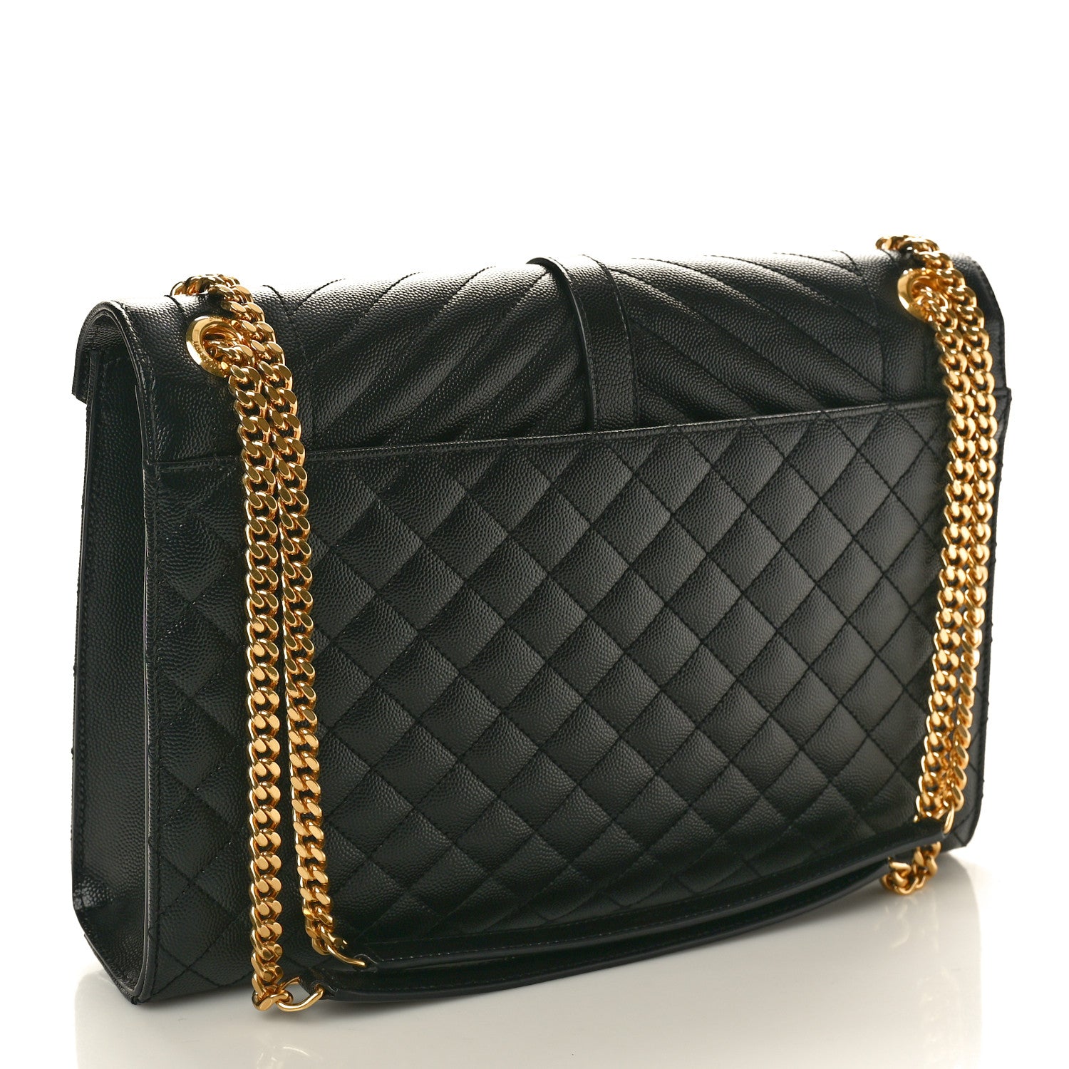 Saint Laurent Grain De Poudre Textured Mixed Matelasse Large Triquilt Monogram Satchel Black 2 of 11