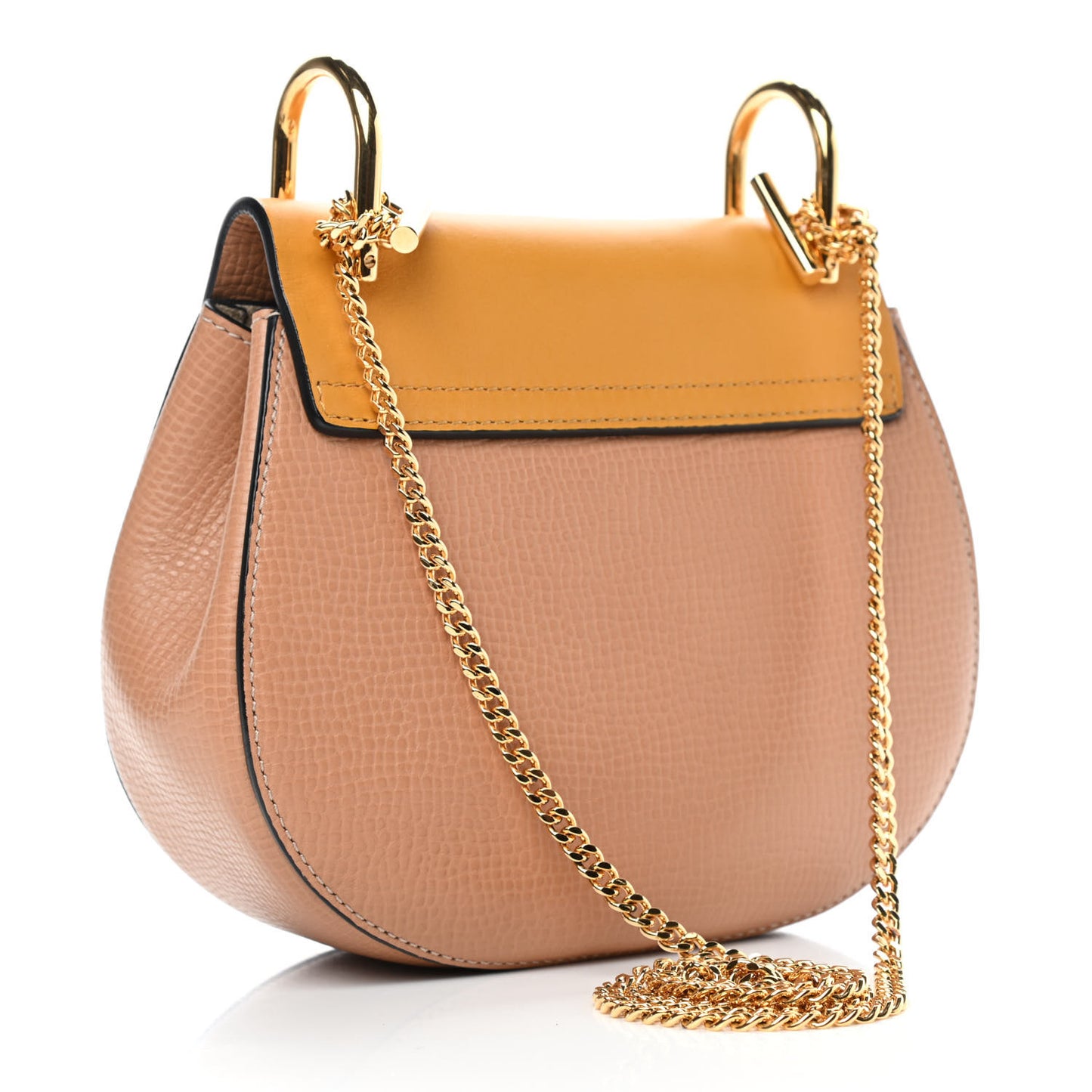 Grained Calfskin Lambskin Bi-Color Drew Shoulder Bag Wet Sand Sunflower