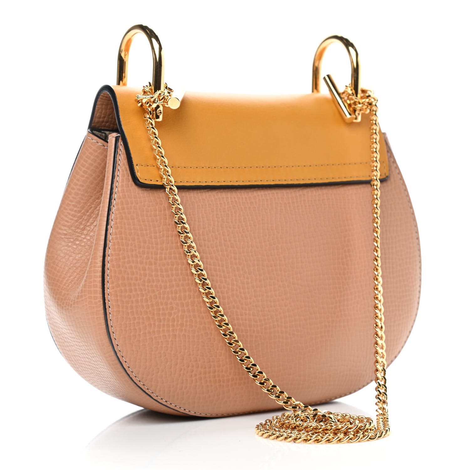 Chloe Grained Calfskin Lambskin Bi-Color Drew Shoulder Bag Wet Sand Sunflower 2 of 4