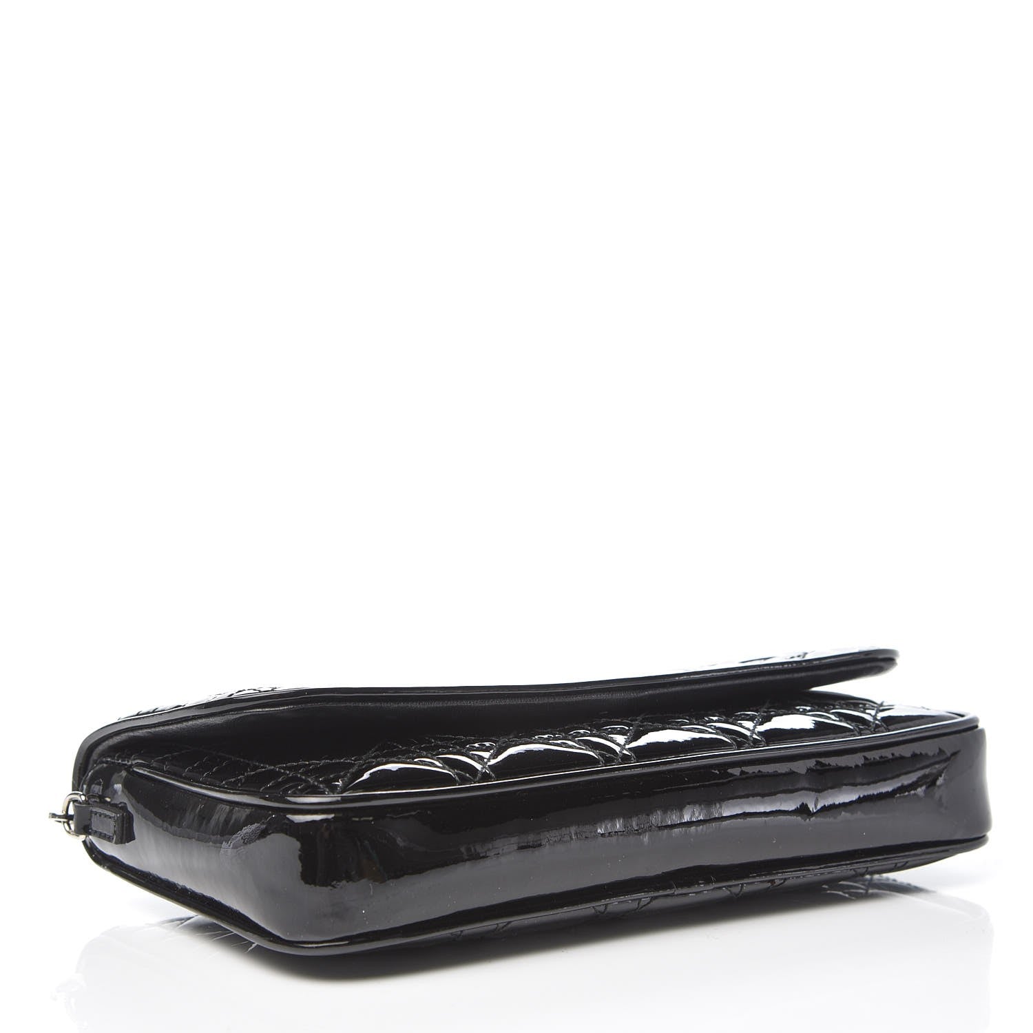 Christian Dior Patent Cannage Wallet on Chain Pouch Black 4 of 8