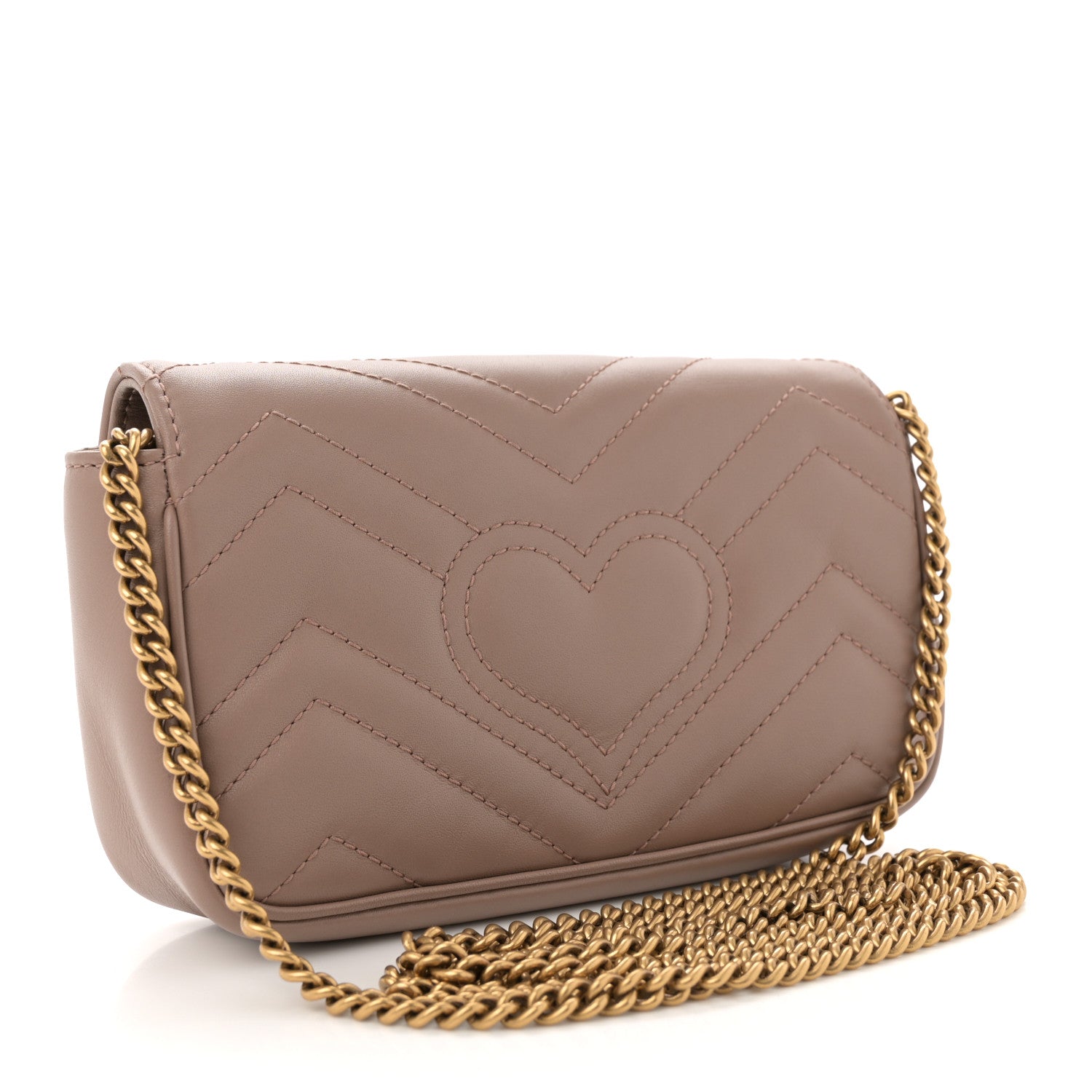 Gucci Calfskin Matelasse Super Mini GG Marmont Shoulder Bag Porcelain Rose 3 of 11