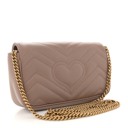 Gucci Calfskin Matelasse Super Mini GG Marmont Shoulder Bag Porcelain Rose 3 of 11