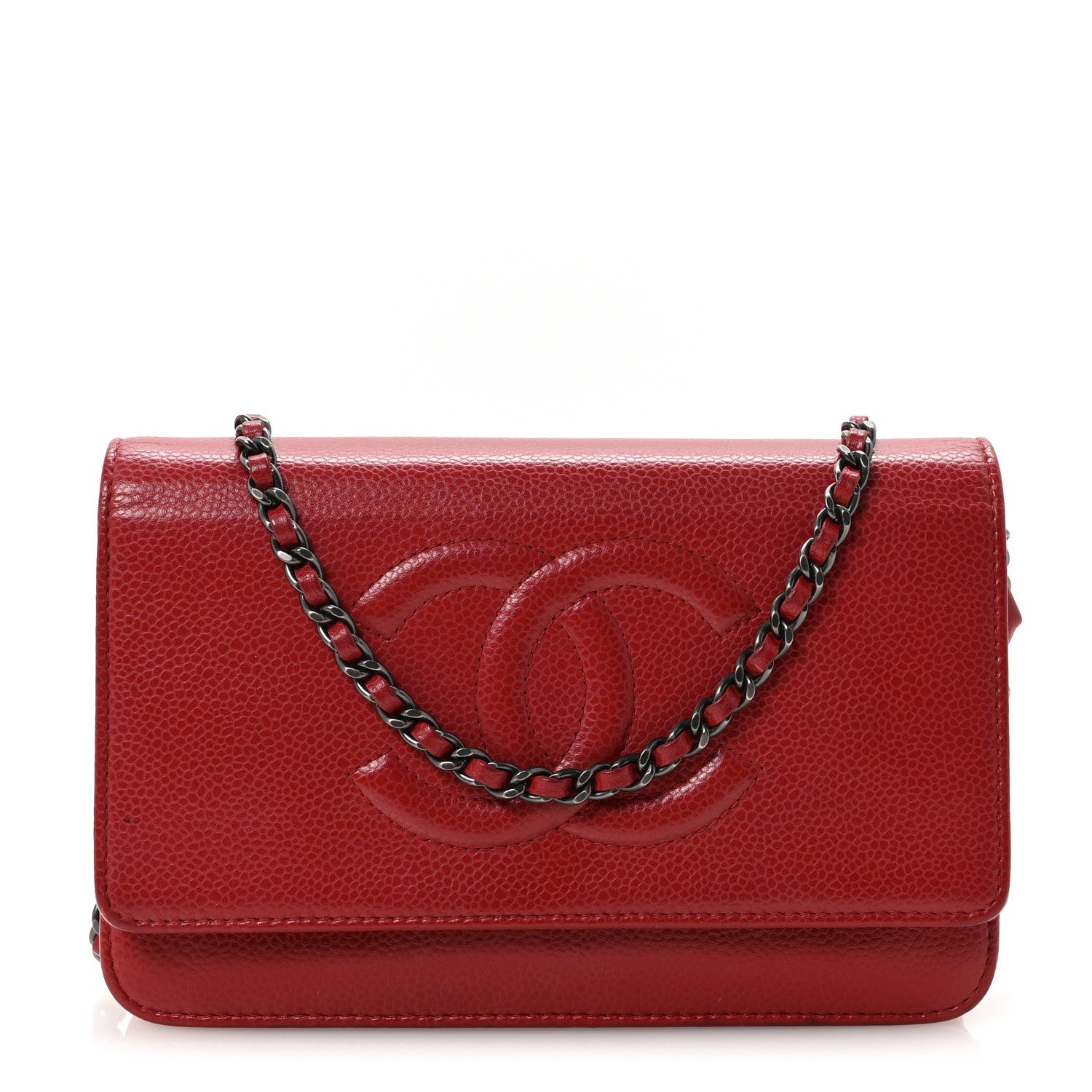 Chanel Caviar Timeless CC Wallet On Chain WOC Red 1 of 11
