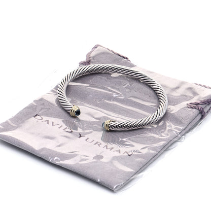 David Yurman Sterling Silver 14K Yellow Gold Blue Topaz 5mm Cable Classics Petite Color Bracelet 5 of 5