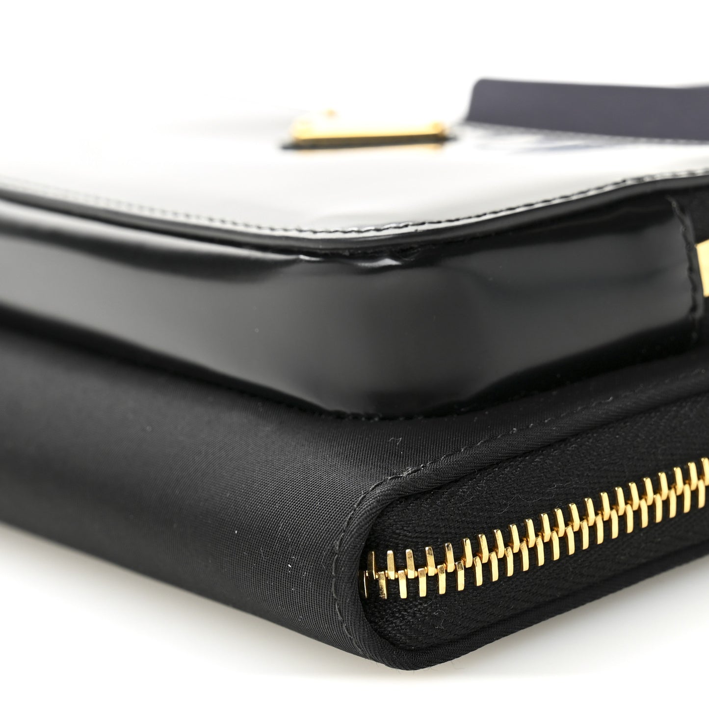 Re-Nylon Tessuto Brushed Calfskin Crossbody Wallet Black