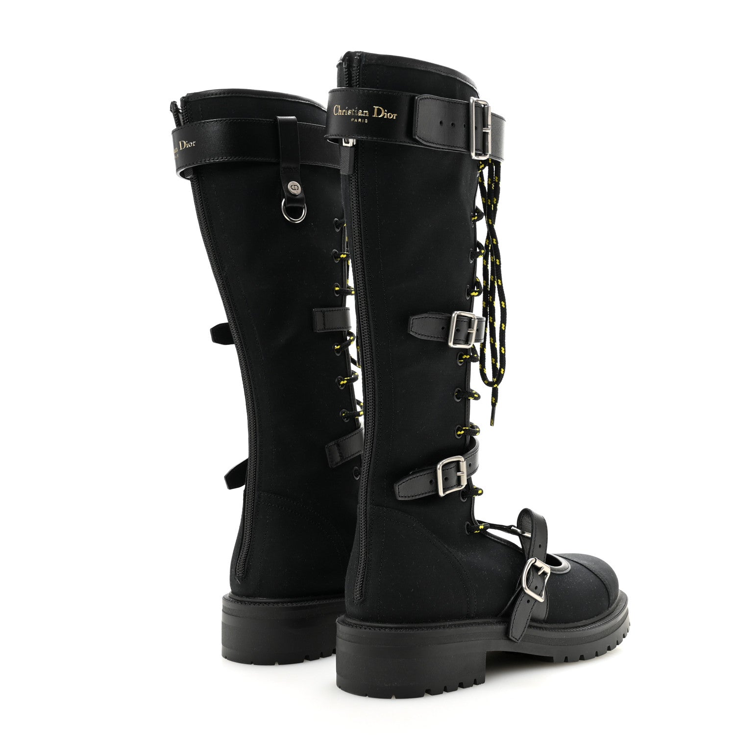 Christian Dior Technical Fabric Dioranger Lace Up High Boots 39.5 Black 4 of 8