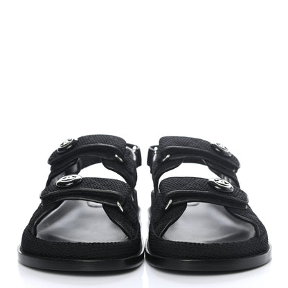 Chanel Fabric Velcro Dad Sandals 39 Black 2 of 8