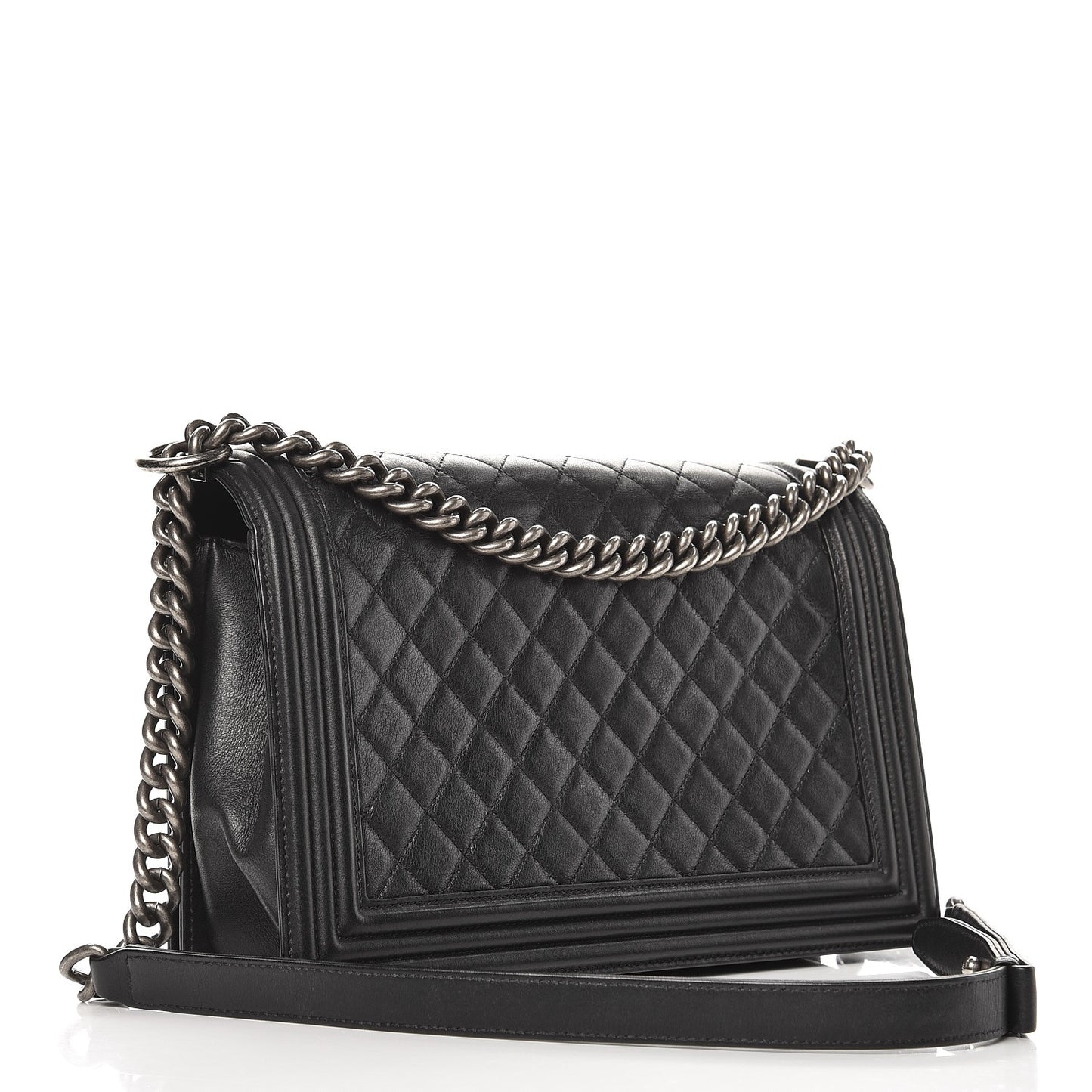 Calfskin Quilted New Medium Boy Flap Black