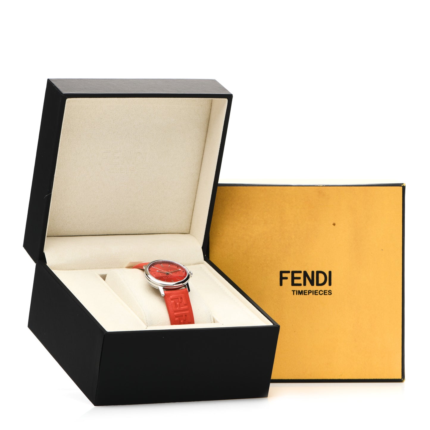 Stainless Steel Calfskin 29mm Forevermore Fendi Quartz Watch Tulip Red