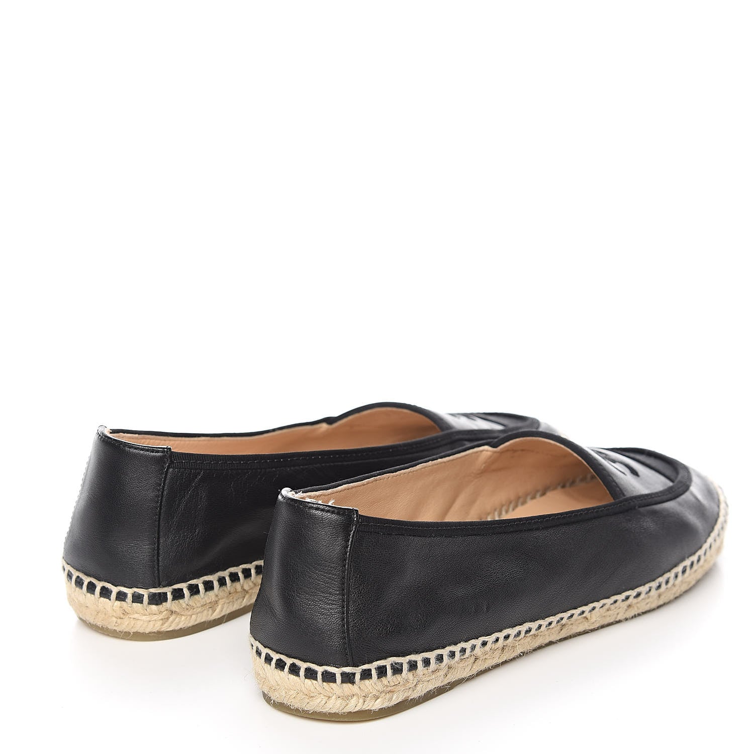 Chanel Lambskin Grosgrain CC Espadrilles 38 Black 4 of 9