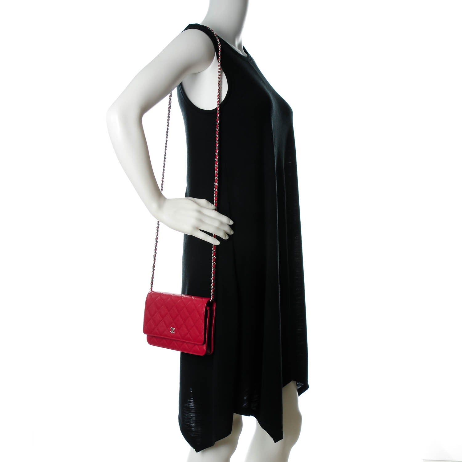 Chanel Caviar Quilted Wallet On Chain WOC Red 2 of 7