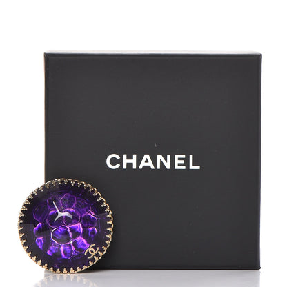 Chanel Metal Resin Stone Brooch Gold Purple 5 of 5