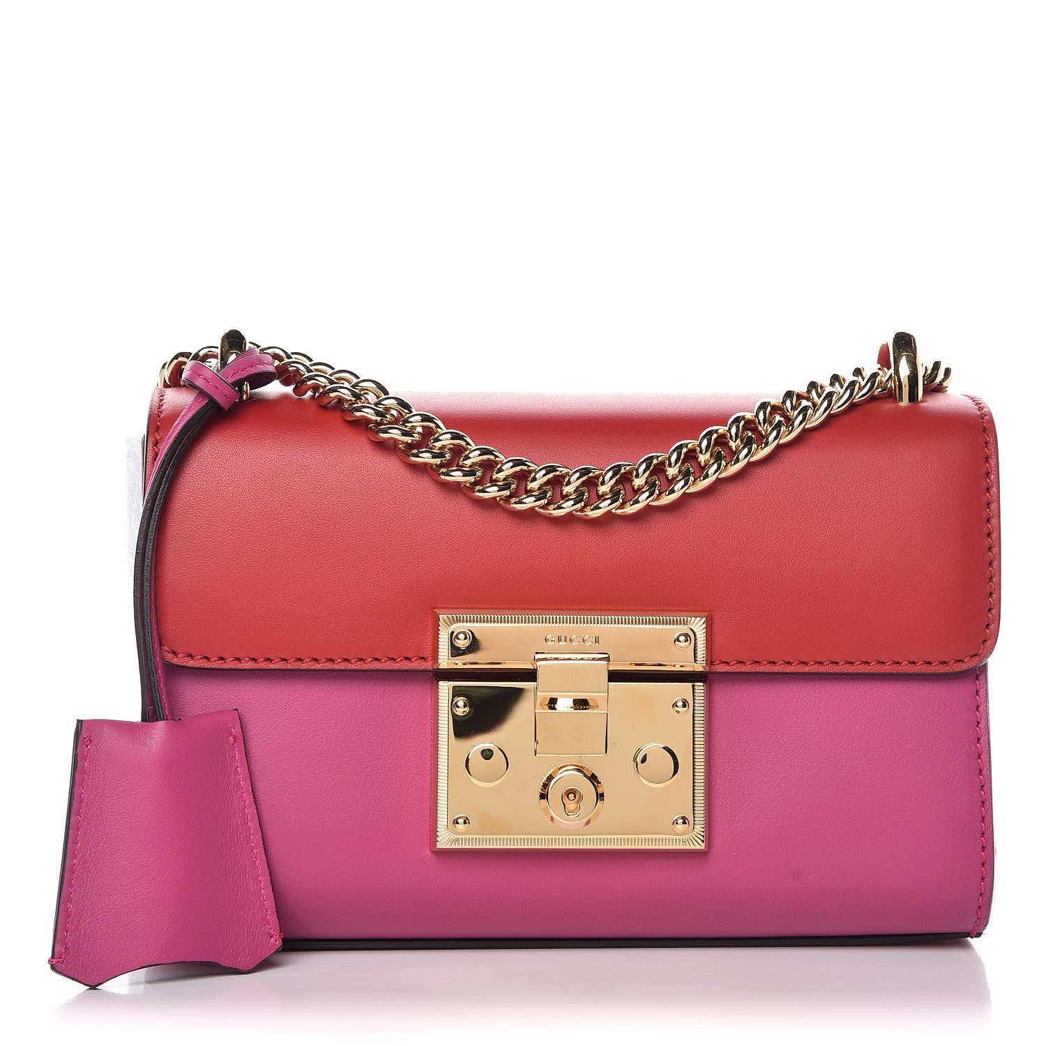 Gucci Calfskin Small Padlock Shoulder Bag New Rosette Hibiscus Red 1 of 9