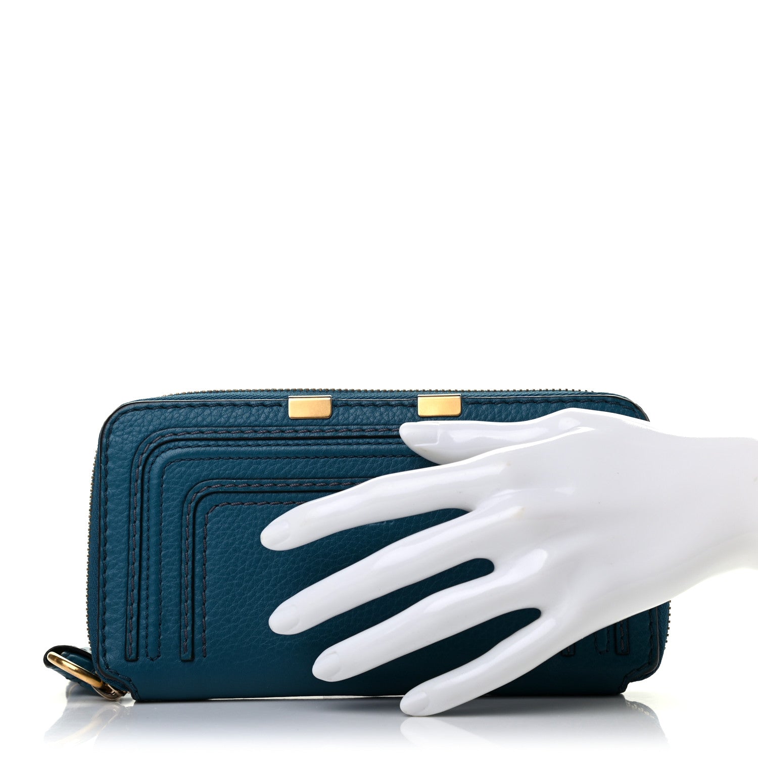 Chloe Grained Calfskin Marcie Long Zip Around Wallet Teal 2 of 8