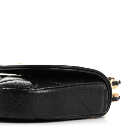 Chanel Lambskin Quilted Pearl Top Handle Clutch With Chain Black 11 of 12
