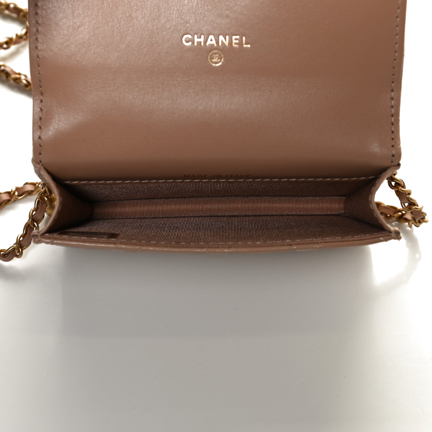 Chanel Calfskin Quilted Perfect Fit Coin Purse With Chain Beige 5 of 12