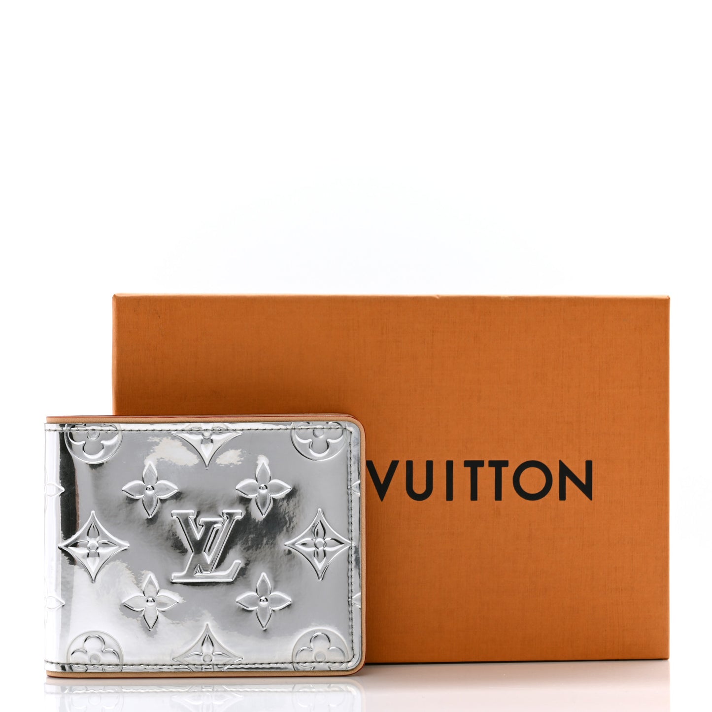 Monogram Mirror Slender Wallet Silver
