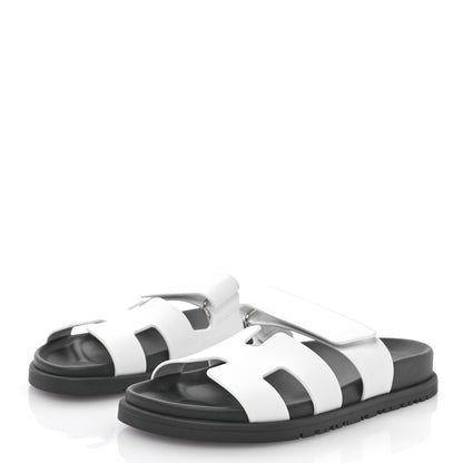 Hermes Calfskin Womens Chypre Sandals 36 White 3 of 8