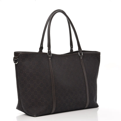 Gucci Denim Dollar Calfskin GG Monogram Large Joy Tote Brown 3 of 14