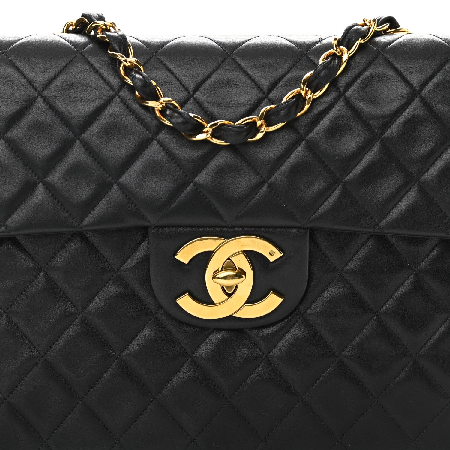 Chanel Lambskin Quilted XL Jumbo Single Flap Black 9 of 12