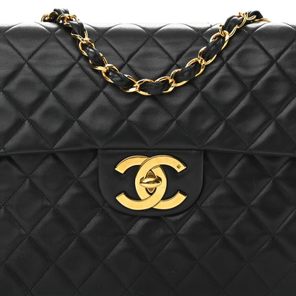 Chanel Lambskin Quilted XL Jumbo Single Flap Black 9 of 12
