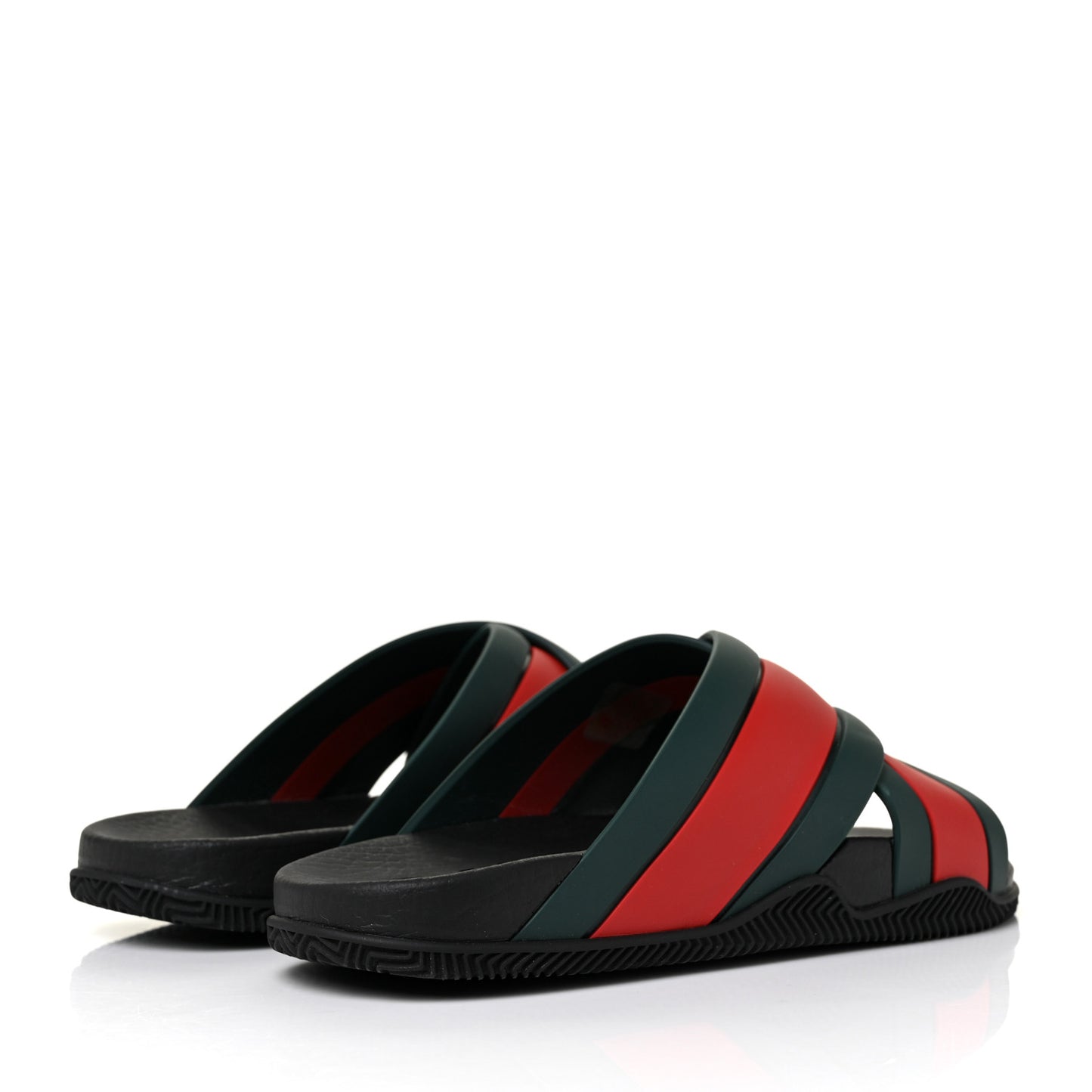 Rubber Web Womens Criss Cross Slide Sandals 38 Green Red