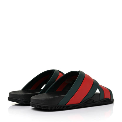 Gucci Rubber Web Womens Criss Cross Slide Sandals 38 Green Red 4 of 8