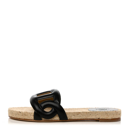 Hermes Nappa Famosa Espadrille Sandals 36 Black 1 of 8