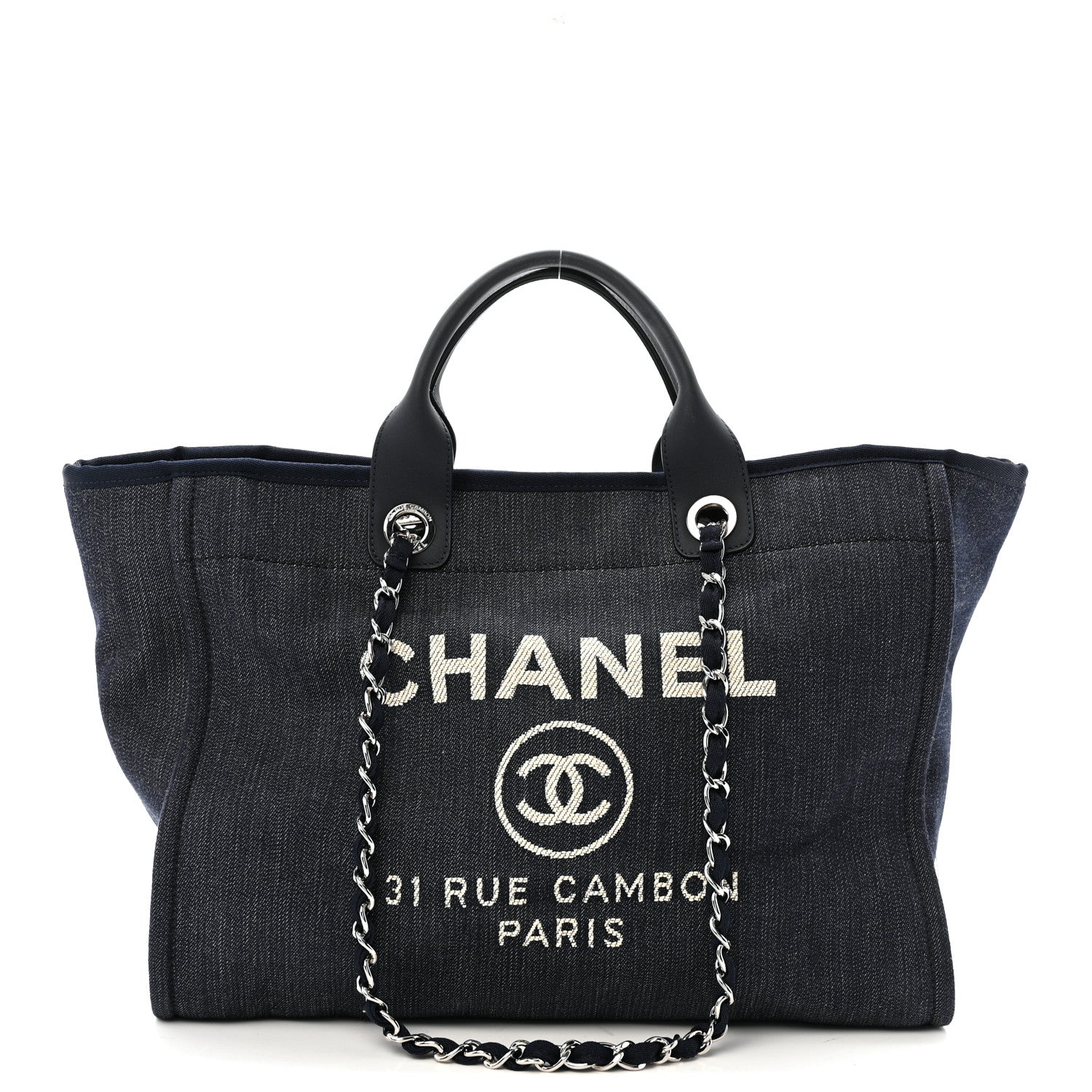 Chanel Denim Large Deauville Tote Dark Blue 1 of 13