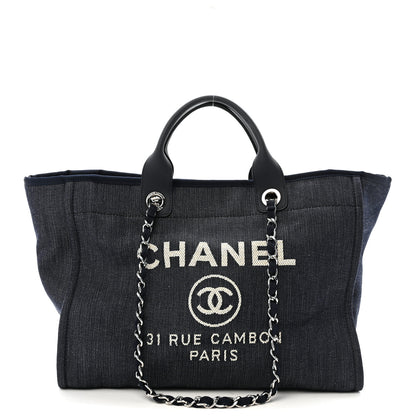 Chanel Denim Large Deauville Tote Dark Blue 1 of 13