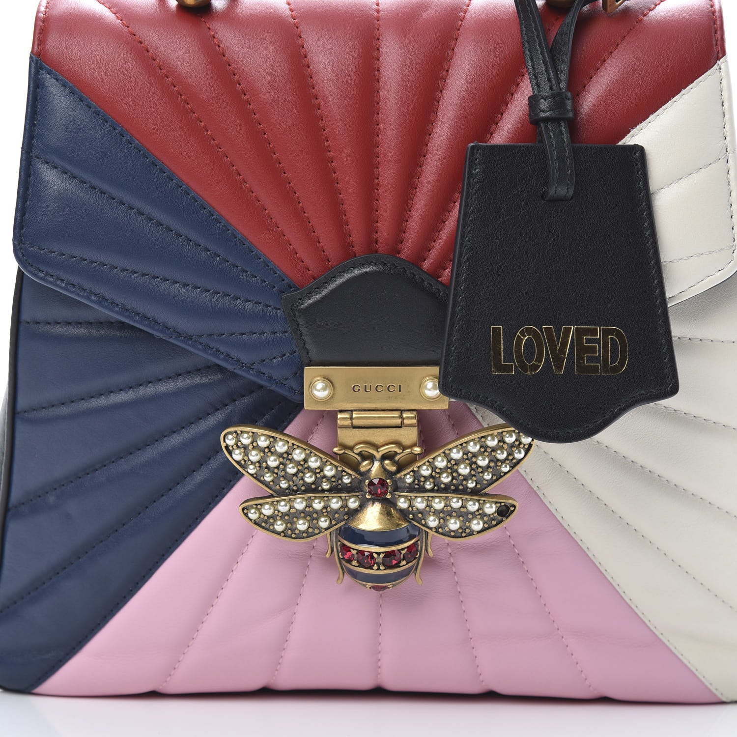 Gucci Calfskin Bamboo Trapuntata Queen Margaret Backpack Blue Agata Hibiscus Red Mystic White Sugar Pink 7 of 12