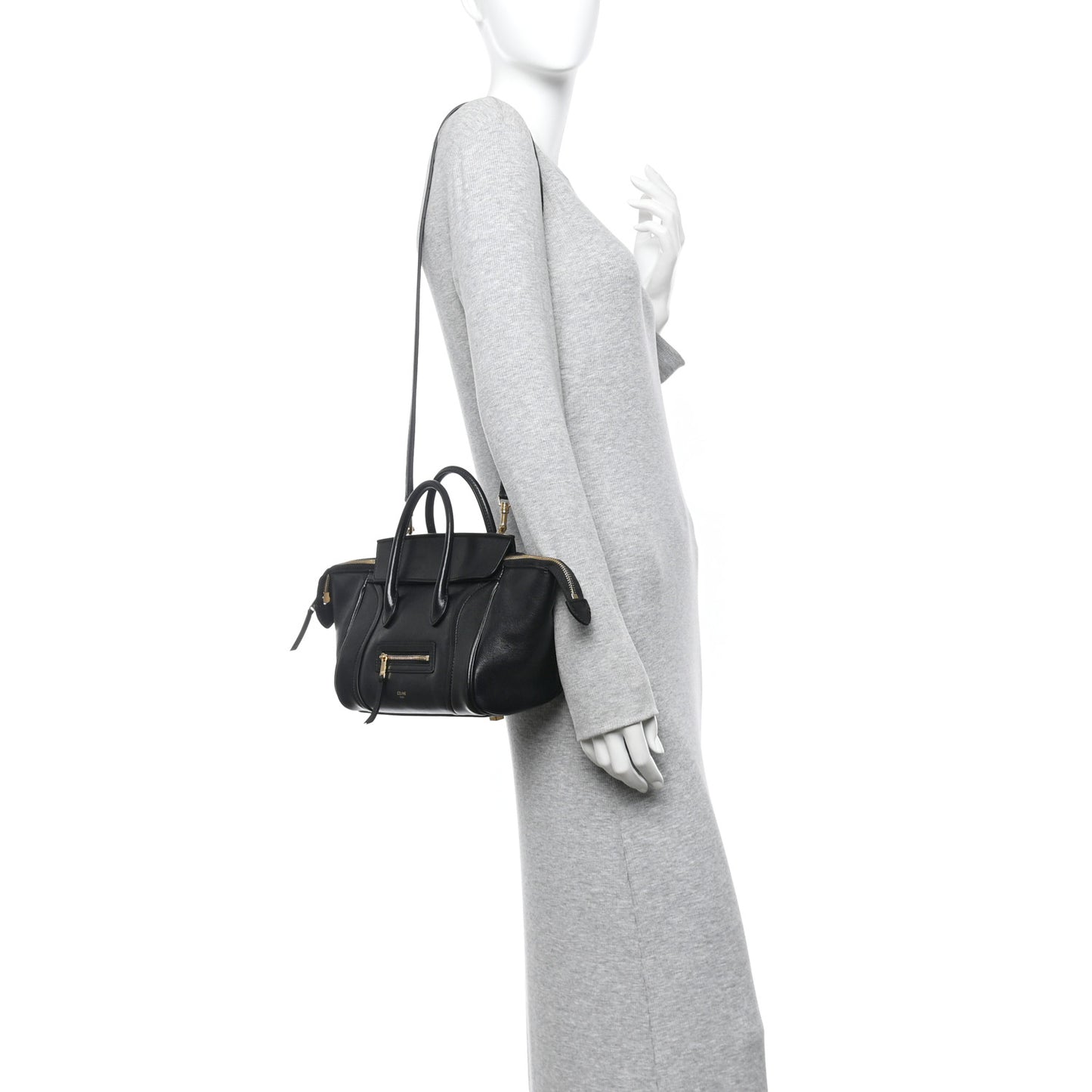 Supple Shiny Lambskin Little New Luggage Black