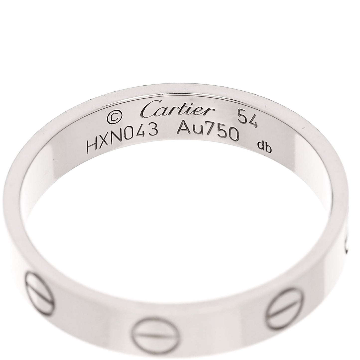 18K White Gold 3.5mm LOVE Wedding Band Ring 54 7