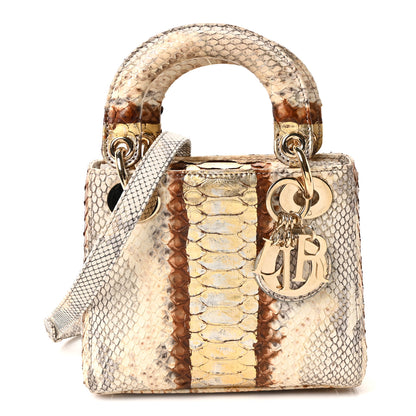 Christian Dior Snakeskin Mini Lady Dior Beige Gold 1 of 9