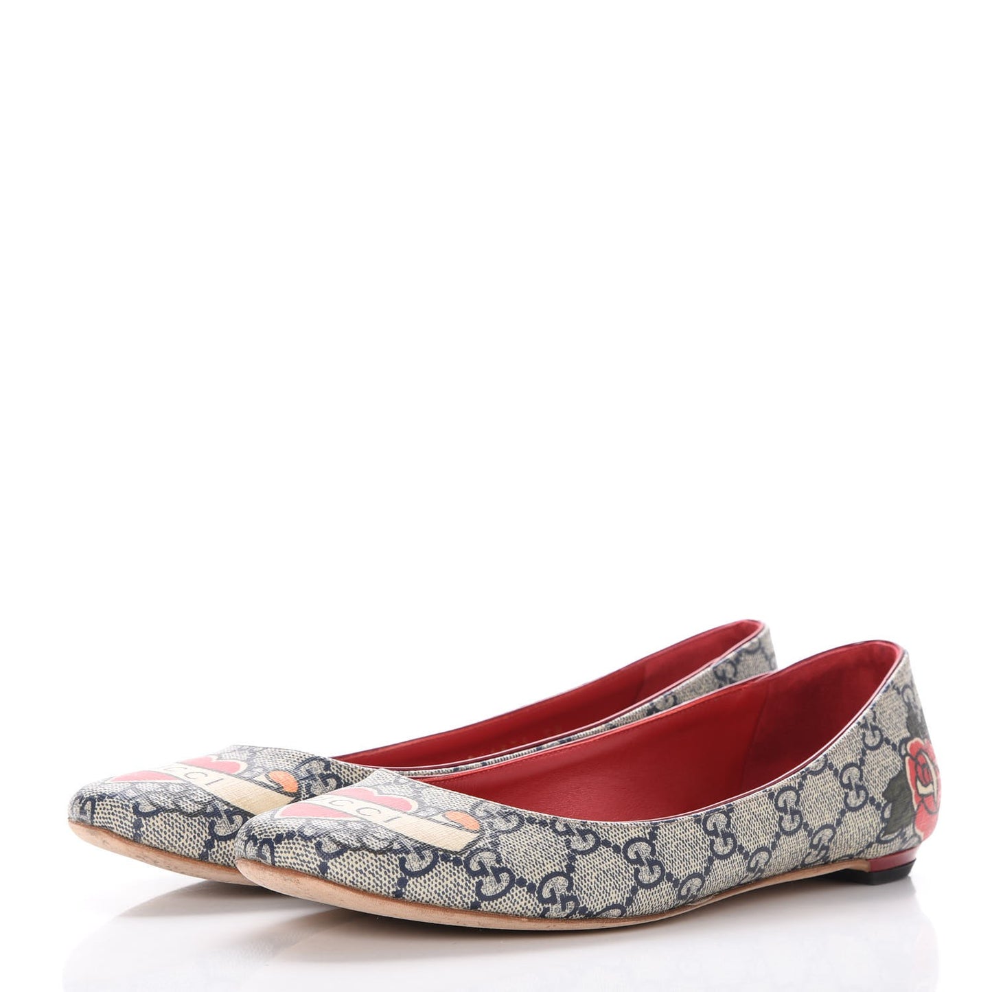 GG Supreme Monogram Heart Tattoo Ballet Flats 38