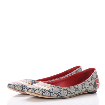 Gucci GG Supreme Monogram Heart Tattoo Ballet Flats 38 3 of 10