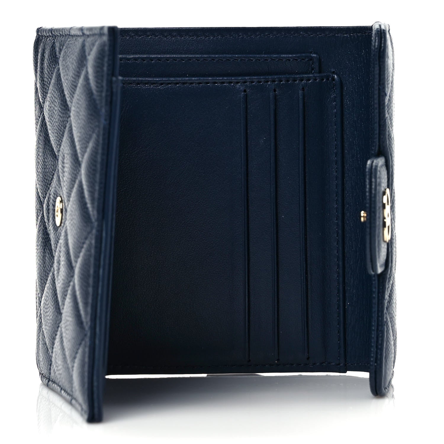 Chanel Caviar Quilted Compact Flap Wallet Navy 5 of 6