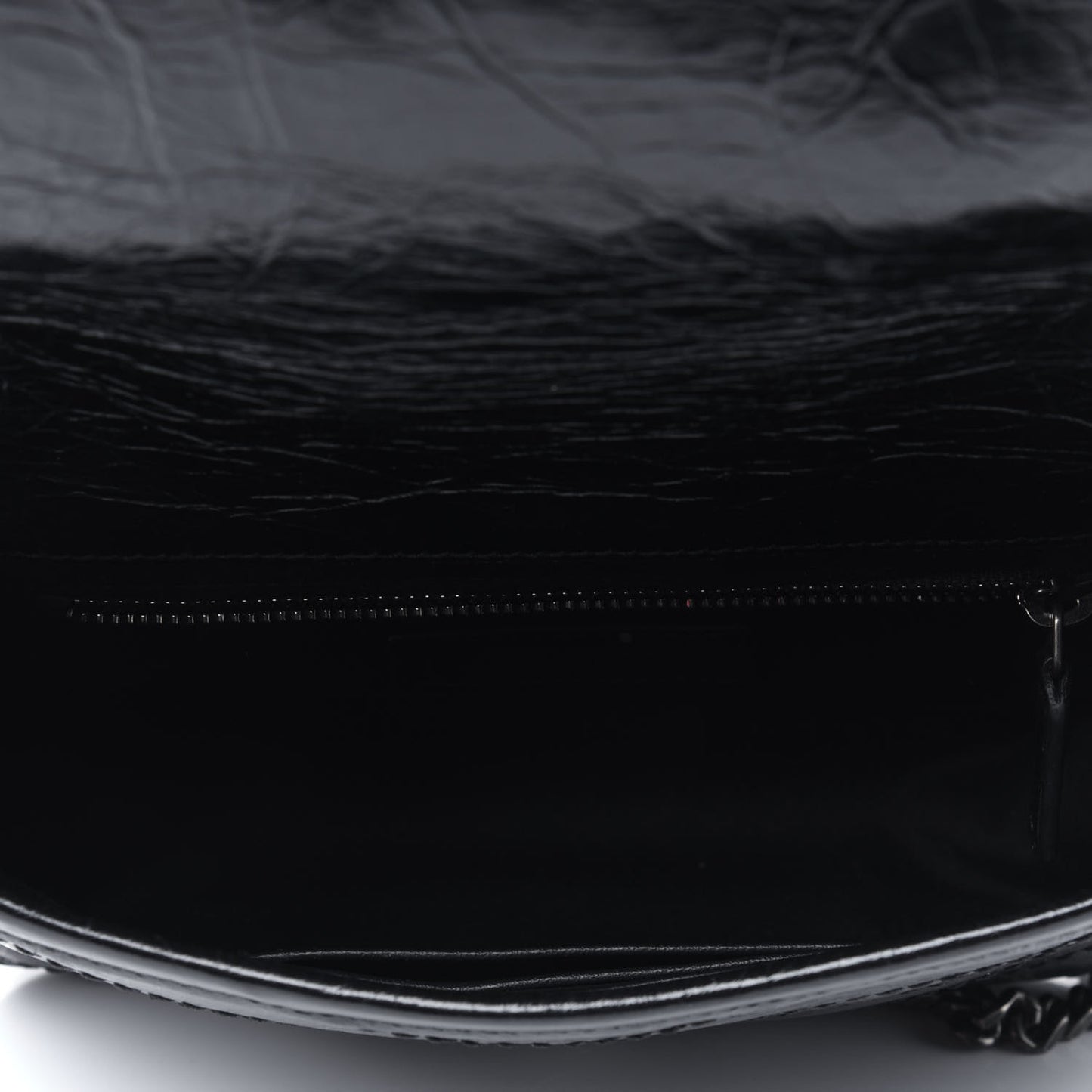 Crinkled Calfskin Matelasse Monogram Niki Chain Wallet Black