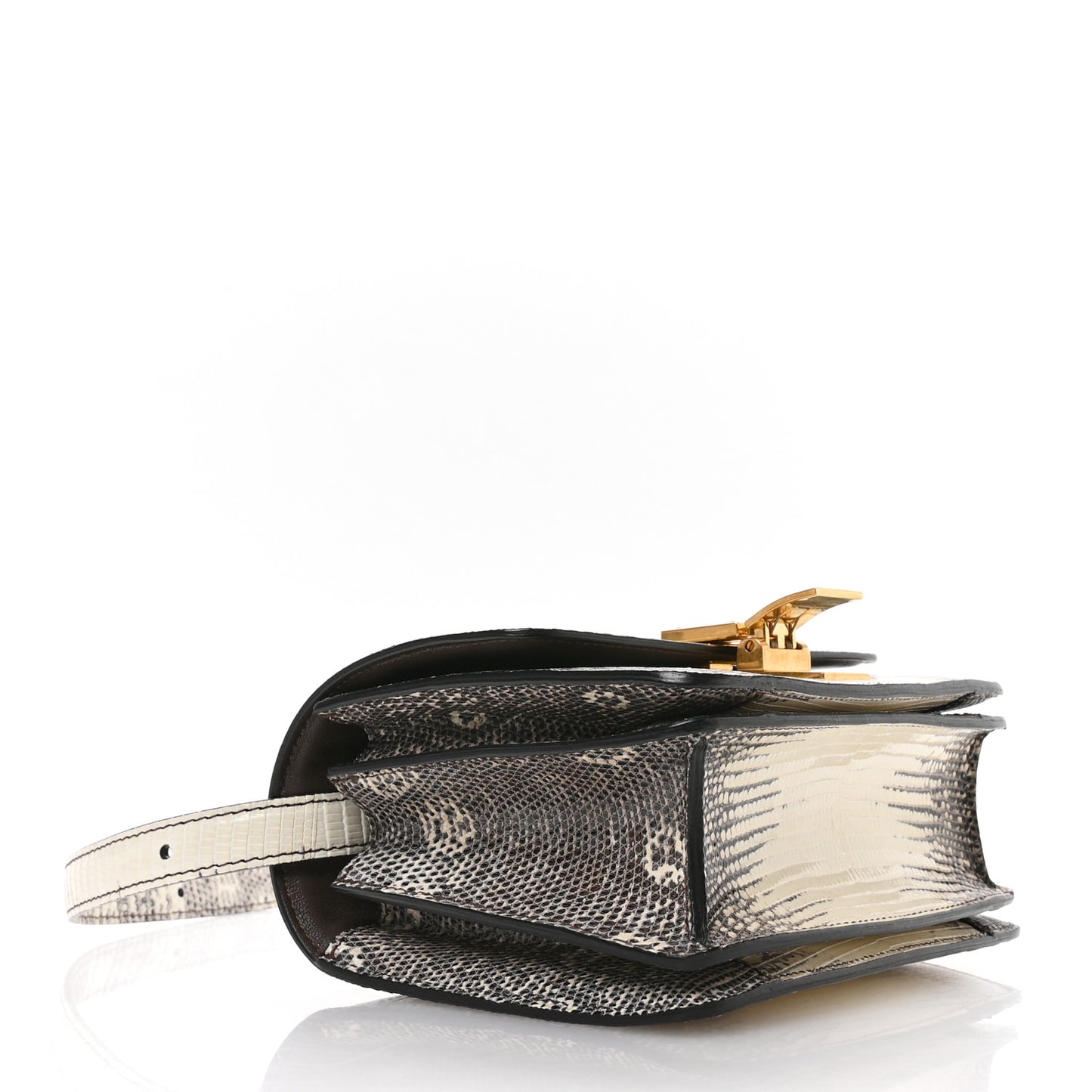 Lizard Small Classic Box Flap Bag Natural