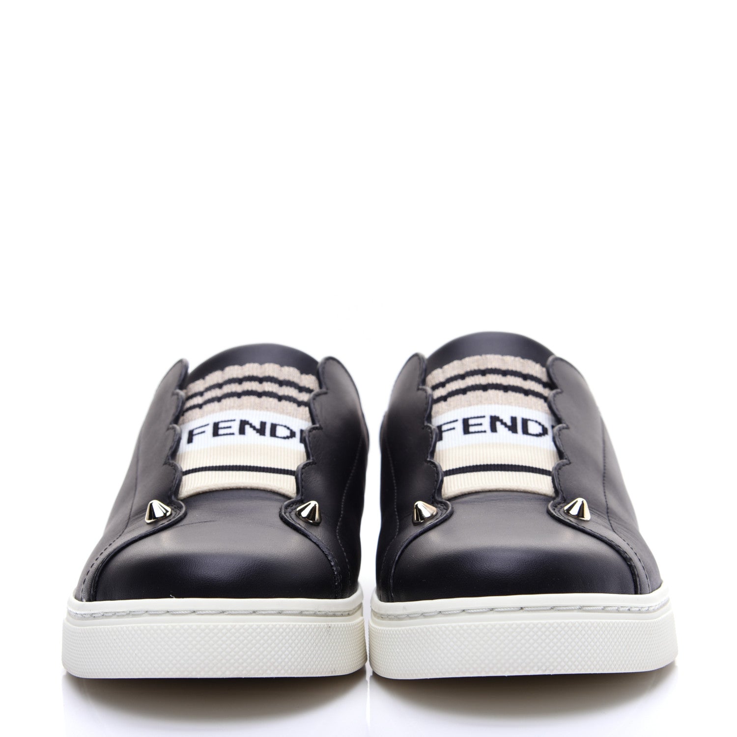 Fendi Vitello Lurex Rockoclick Slip On Sneakers 38.5 Black Gold 2 of 14